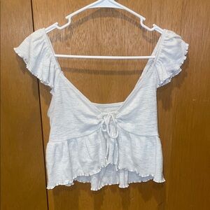 American Eagle Outfitters White Ruffled Blouse